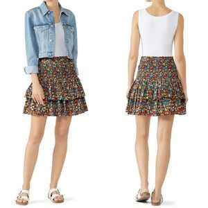 Perseverance London Floral Smocked Tiered Skirt in Multicolor